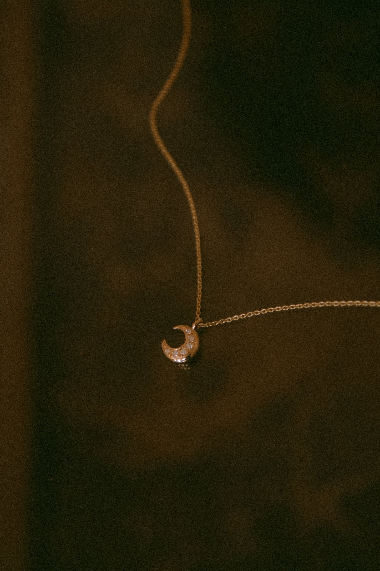 April First 14k Gold Moon Pendant Pavé