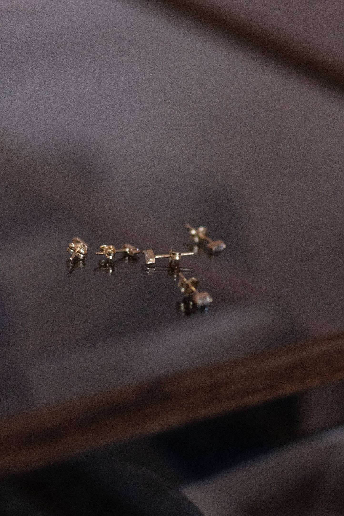 April First 14k Gold Diamond Baguette Stud