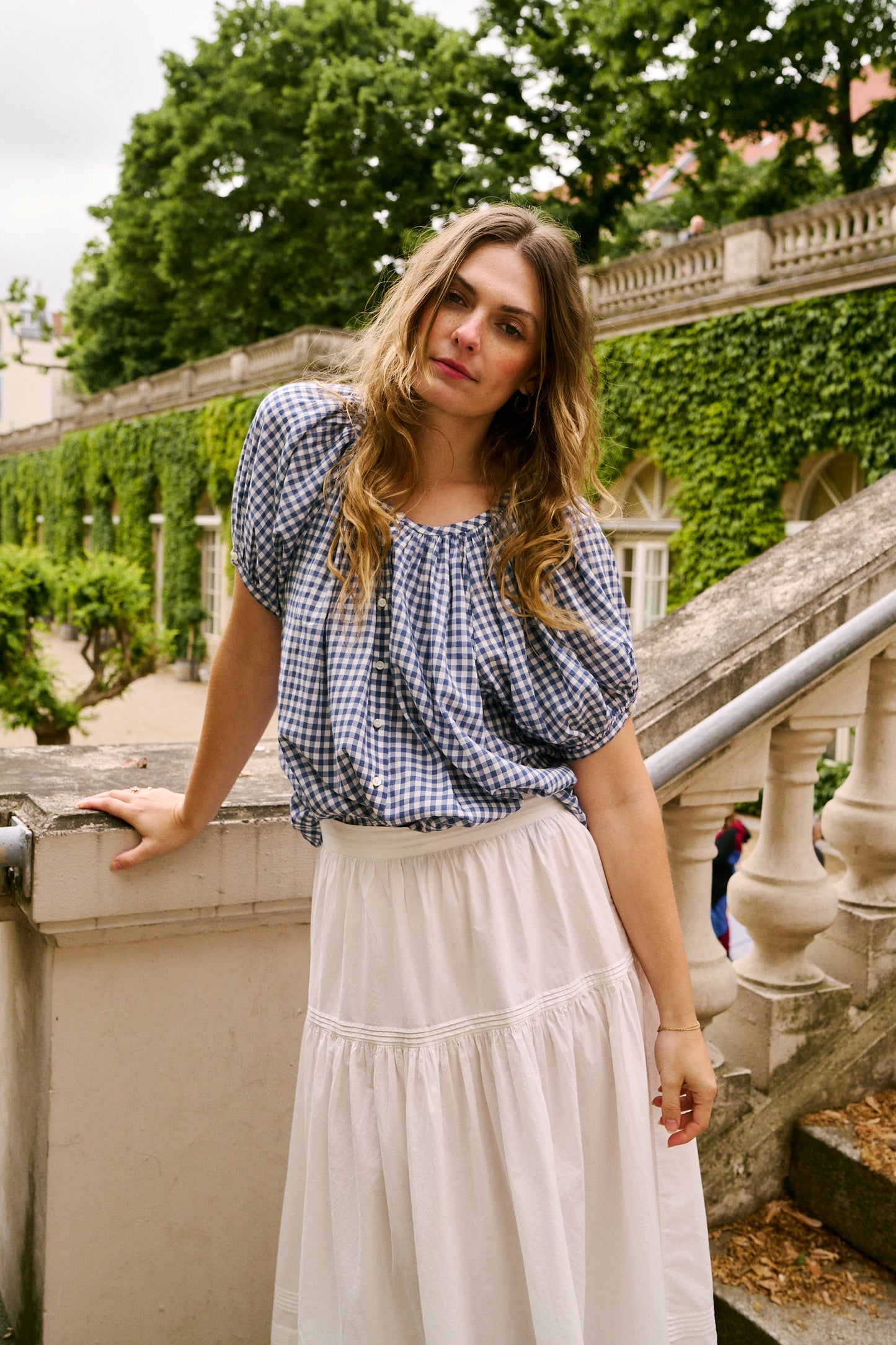 Doen June Top Blue Gingham
