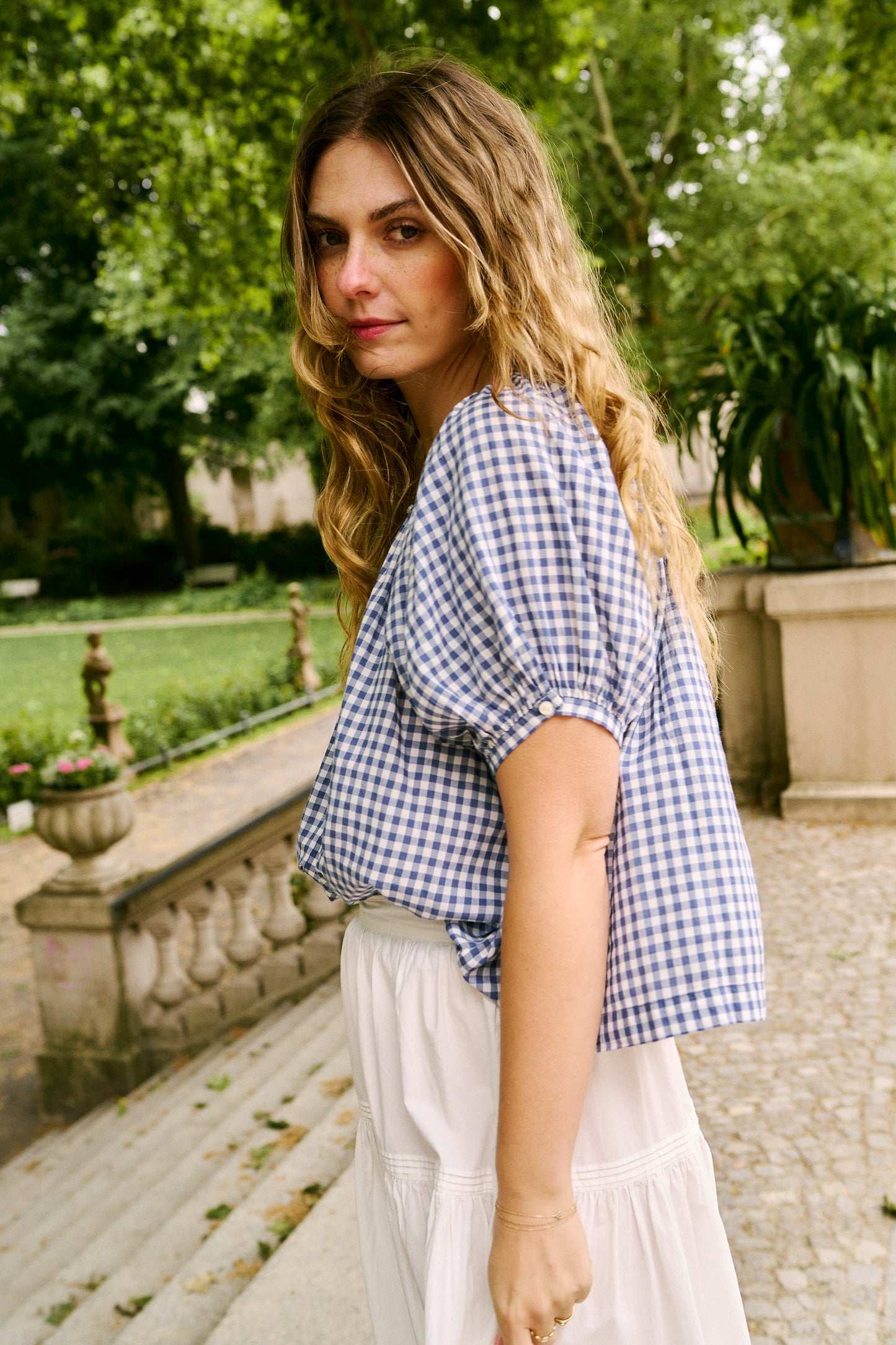 Doen June Top Blue Gingham