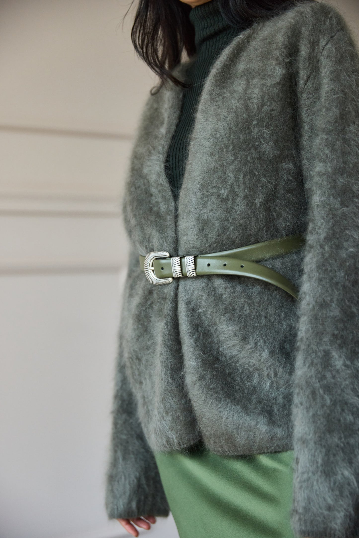 Brushed Cashmere Cardigan Olive