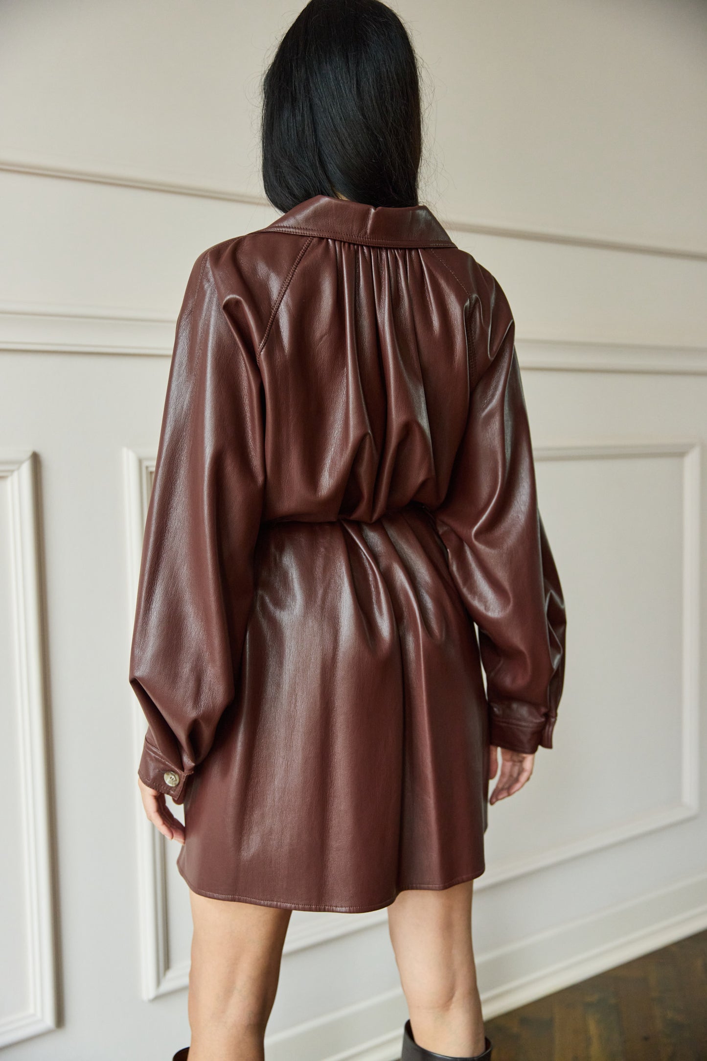 Faux Leather Dress Chestnut
