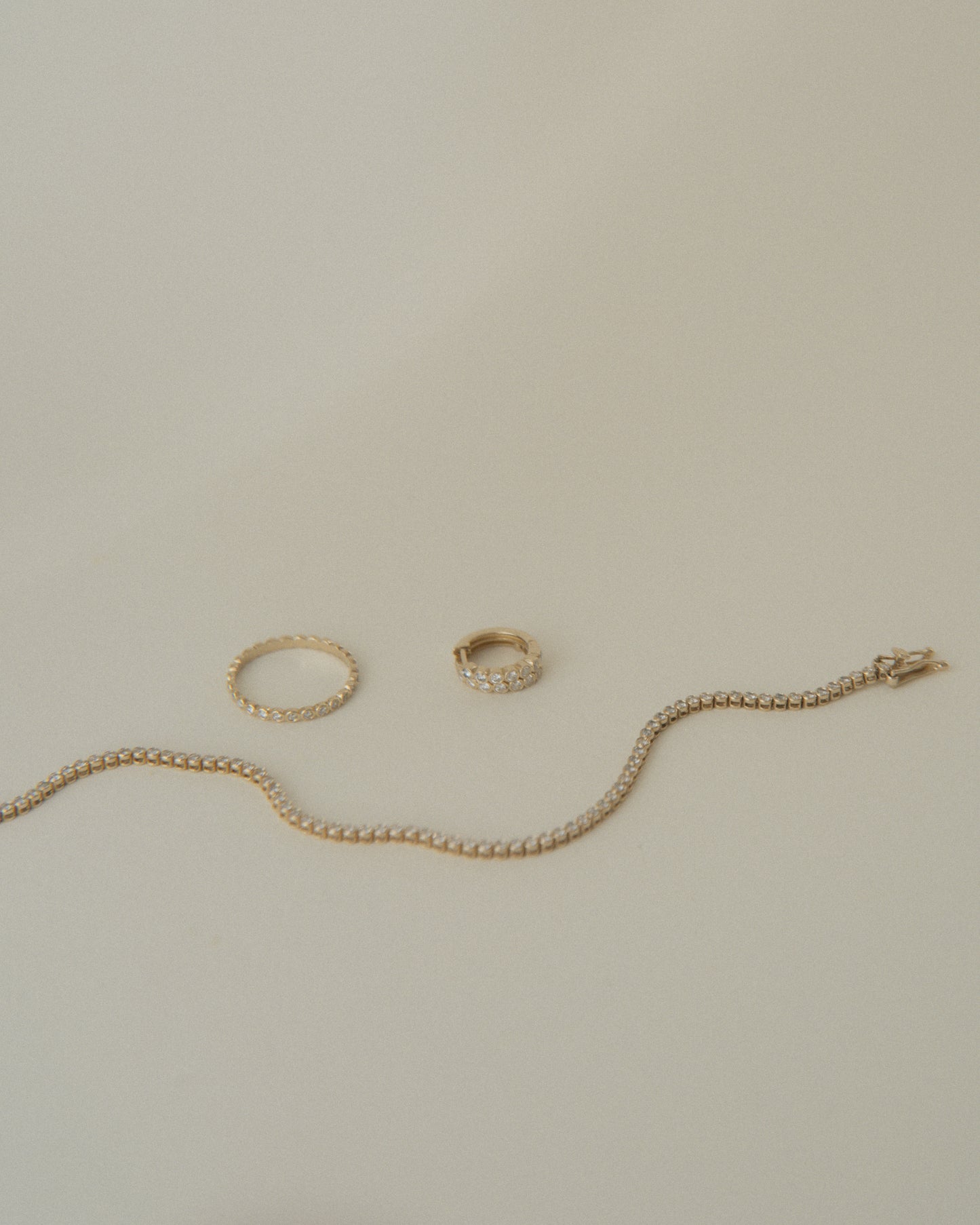 April-First-Berlin-Fine-Jewelry-14k-Gold-Diamond-Bezel-Ring-Tennis-Bracelet-Huggies