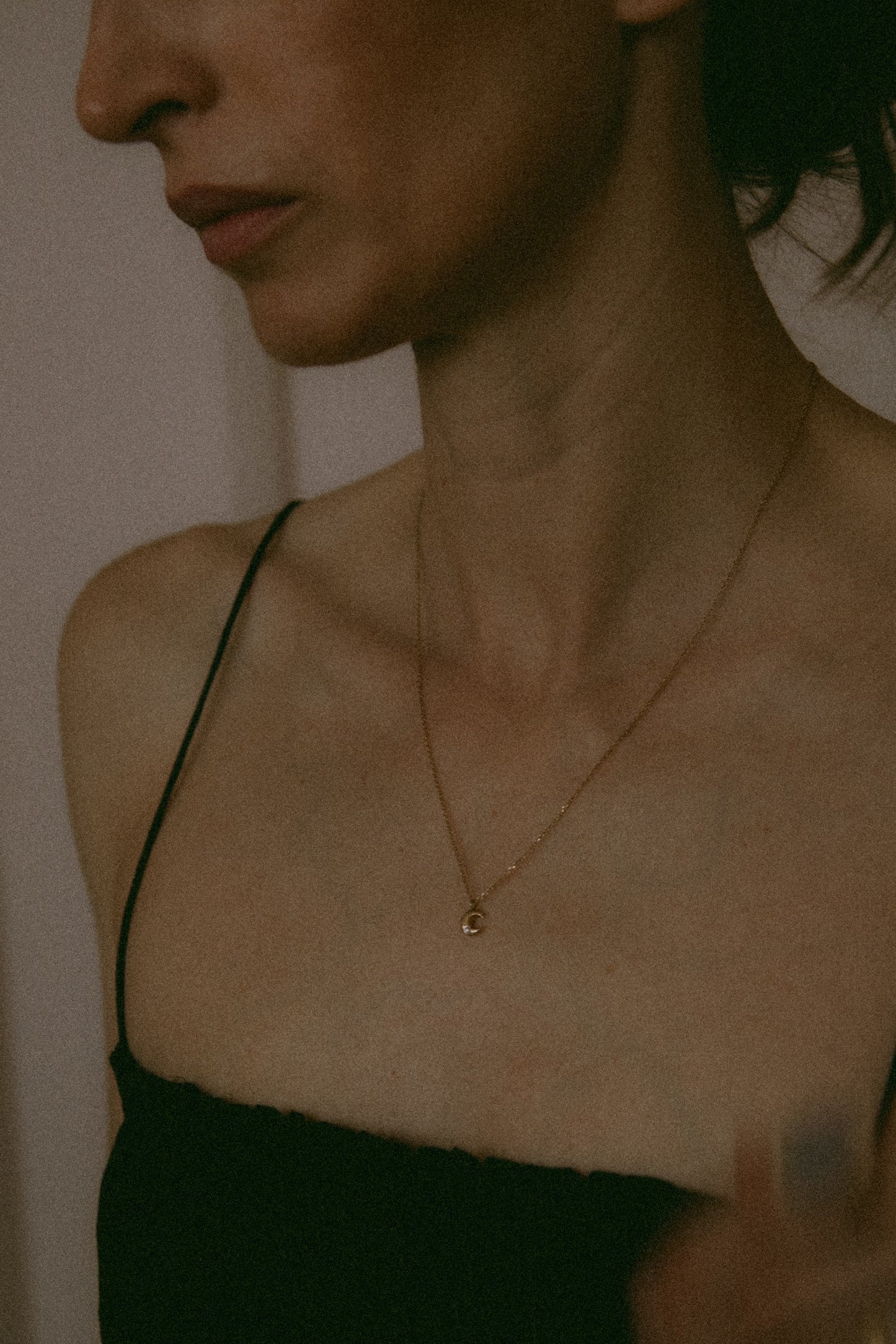 April First 14k Gold Moon Pendant Pavé