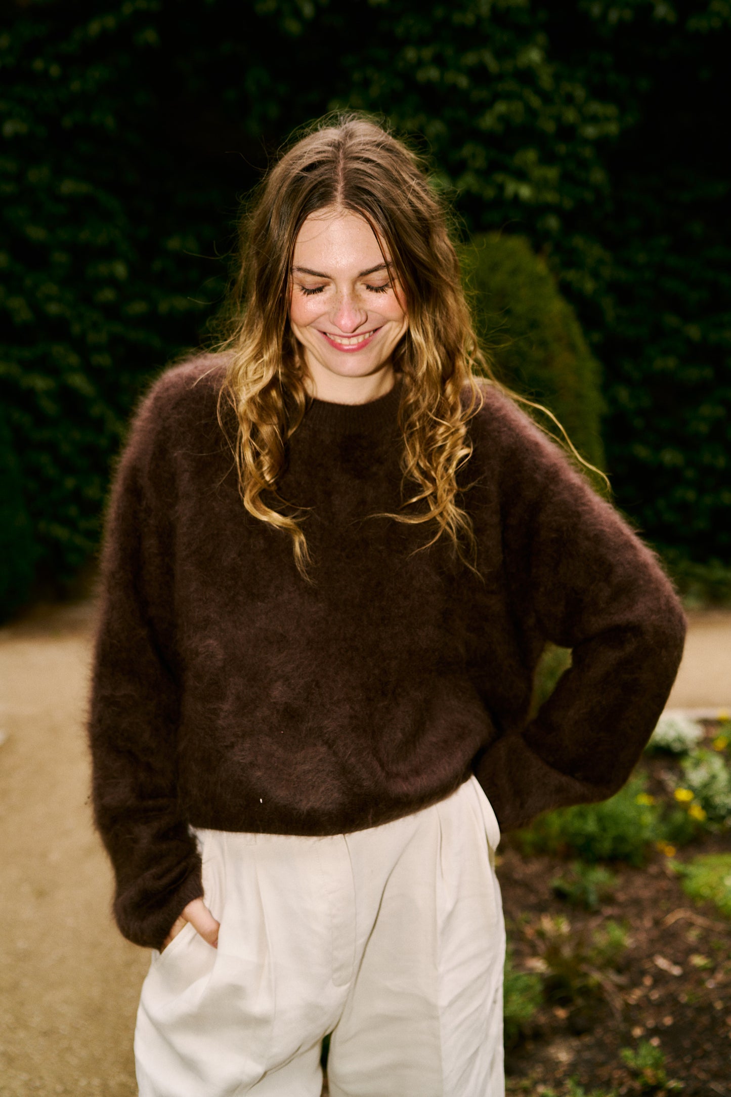 Brushed Cashmere Knit Chocolate