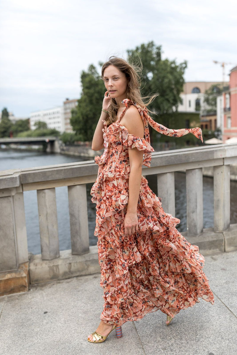 April First Berlin Rent A Dress Ulla Johnson Florence Silk Gown Dress Coral APRIL FIRST