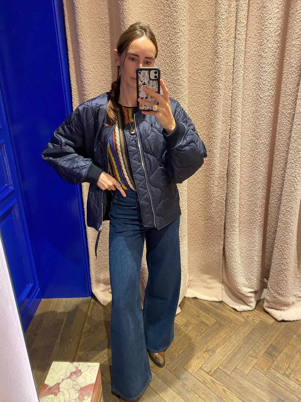 Isla Quilted Jacket Navy