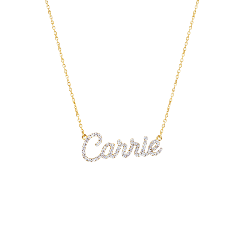 
                  
                    14k Gold 'Carrie' Diamond Name Necklace
                  
                