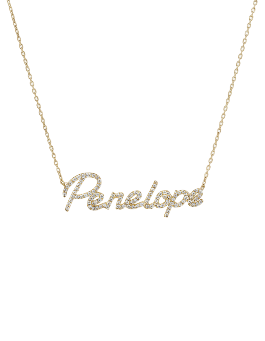 14k Gold 'Carrie' Diamond Name Necklace