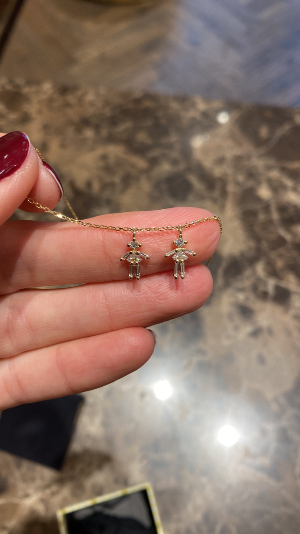 18k Gold 2 Little Ones Diamond Necklace