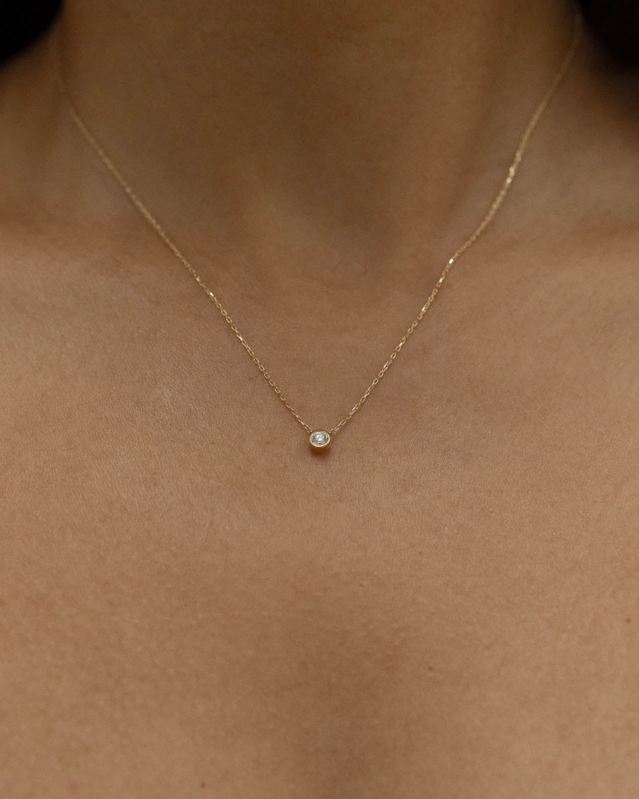 
                  
                    14k Gold Bezel Diamond Necklace
                  
                