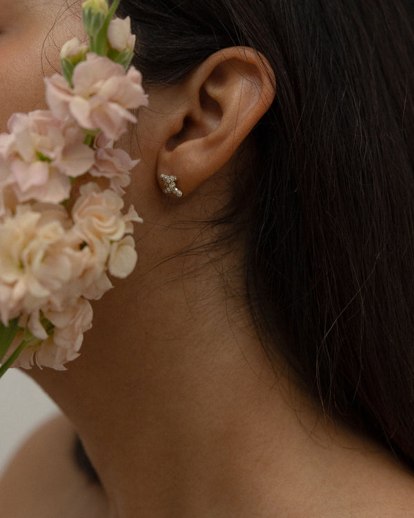 14k Gold Knot Studs Pavé