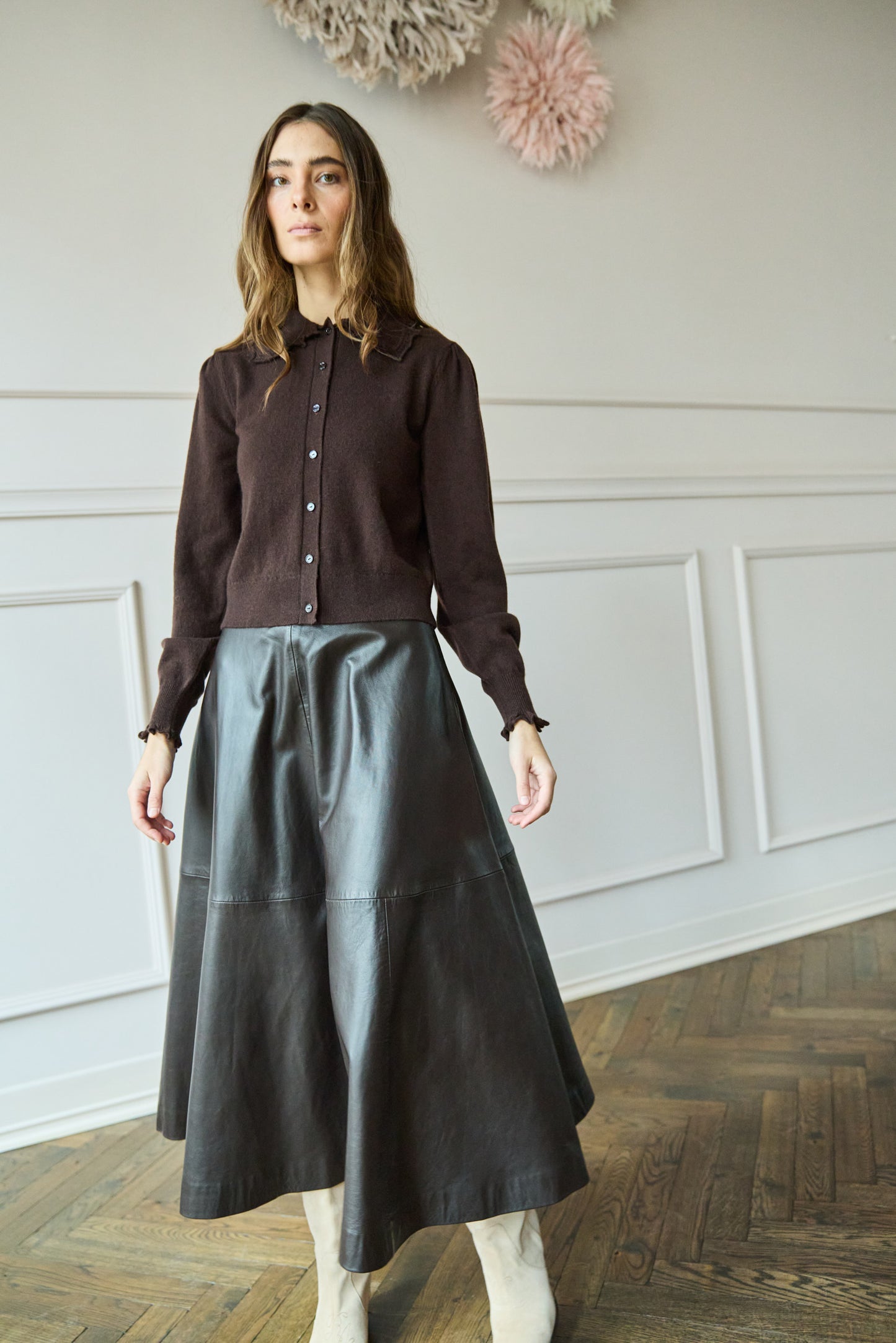 
                  
                    A-Line Leather Skirt Brown
                  
                