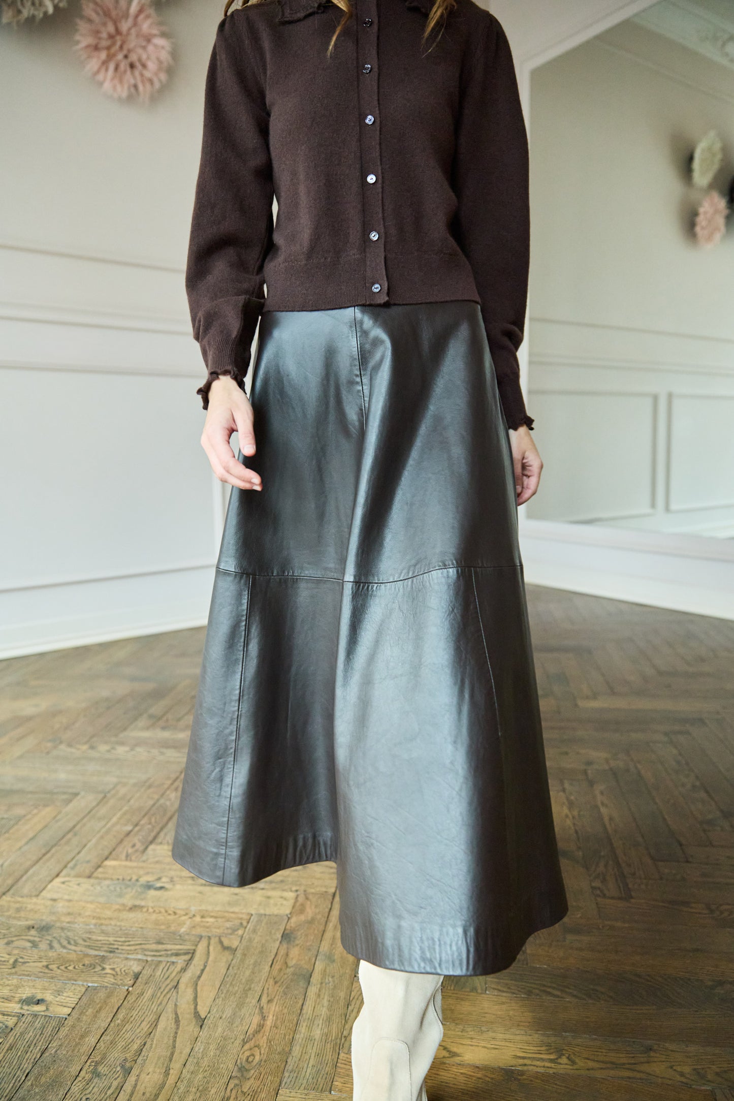 
                  
                    A-Line Leather Skirt Brown
                  
                