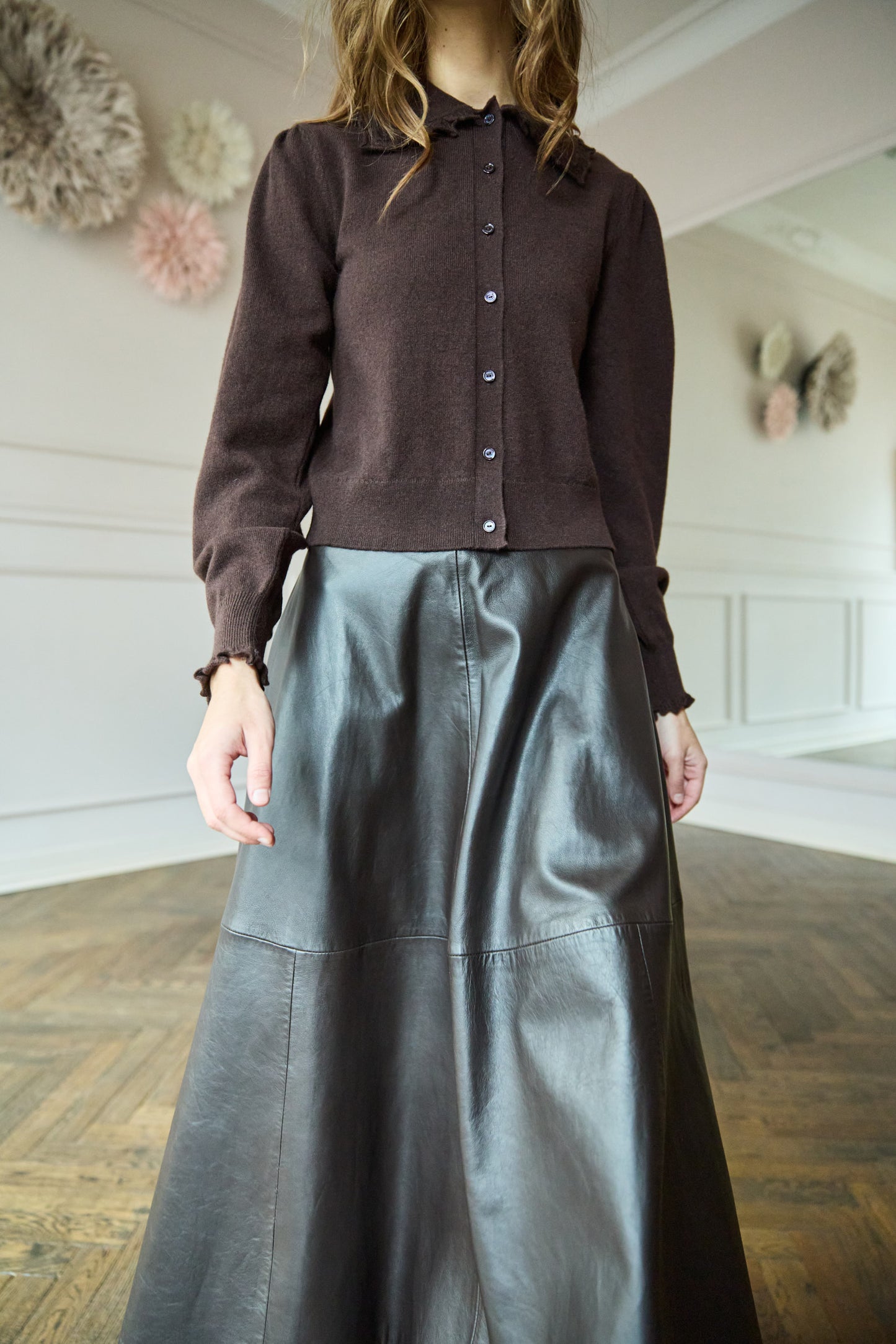 
                  
                    A-Line Leather Skirt Brown
                  
                