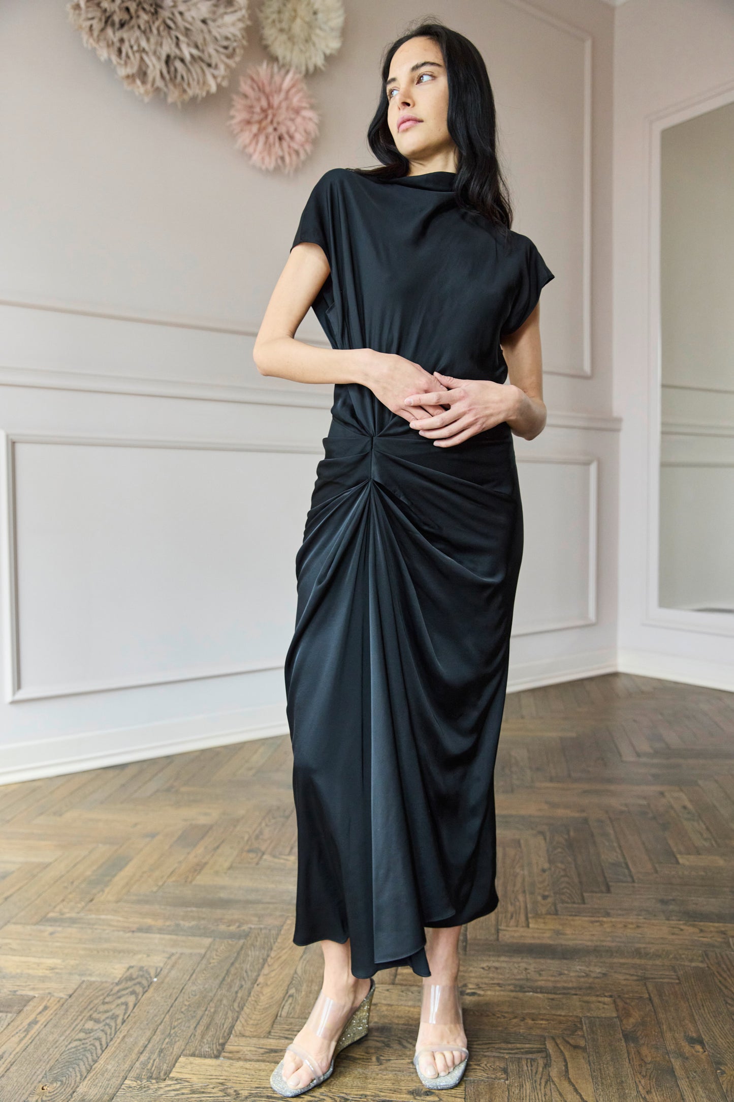 alc alma satin midi dress A.L.C.- Alma Dress SorellaLLC