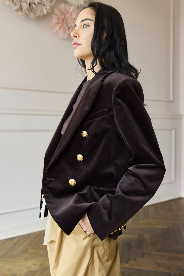 Chelsea Velvet Blazer Chocolate
