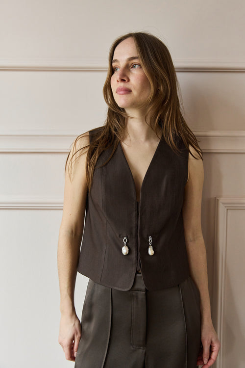 A.L.C. Leo Vest Brown