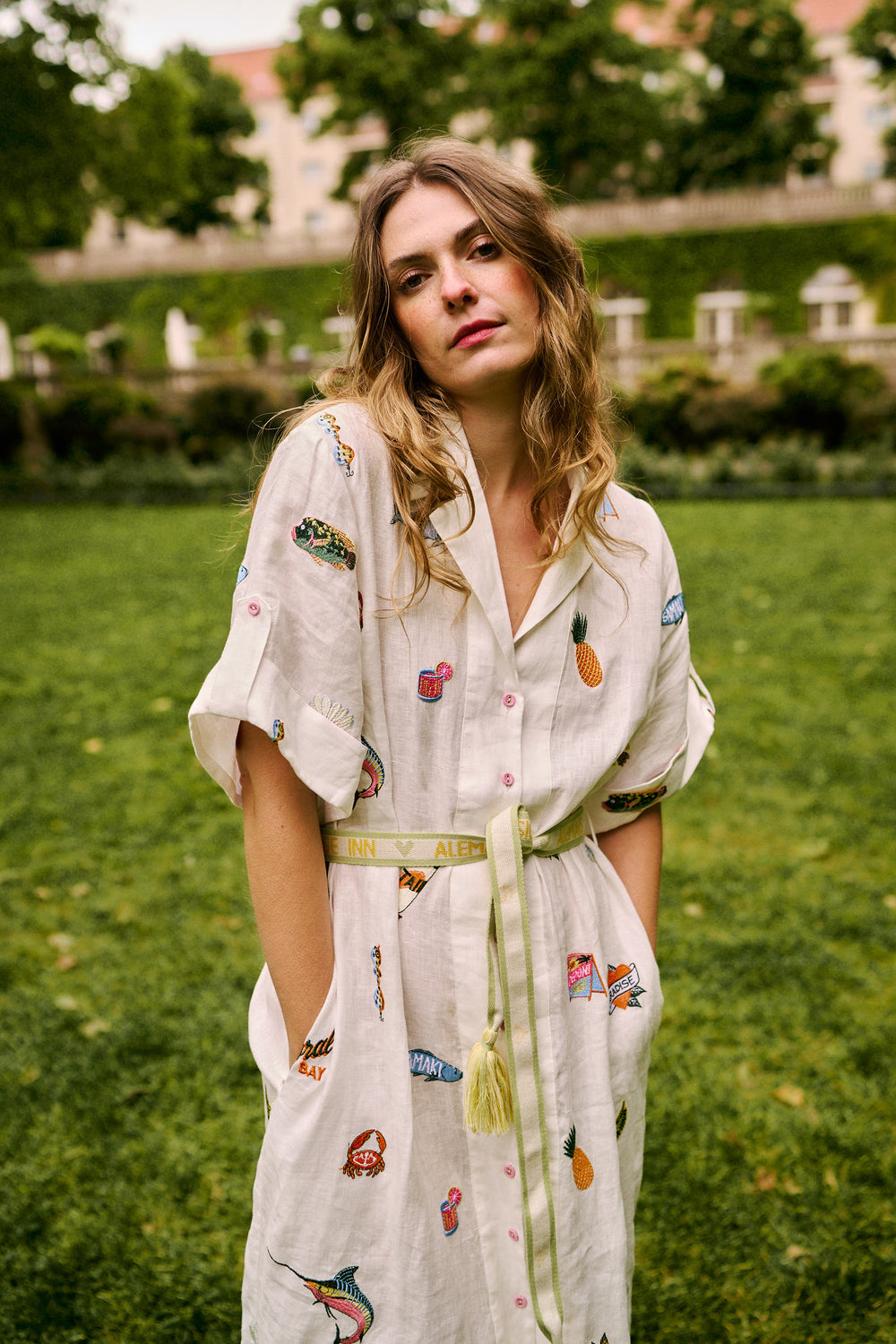 Alémais Embroidered Marlin Dress White