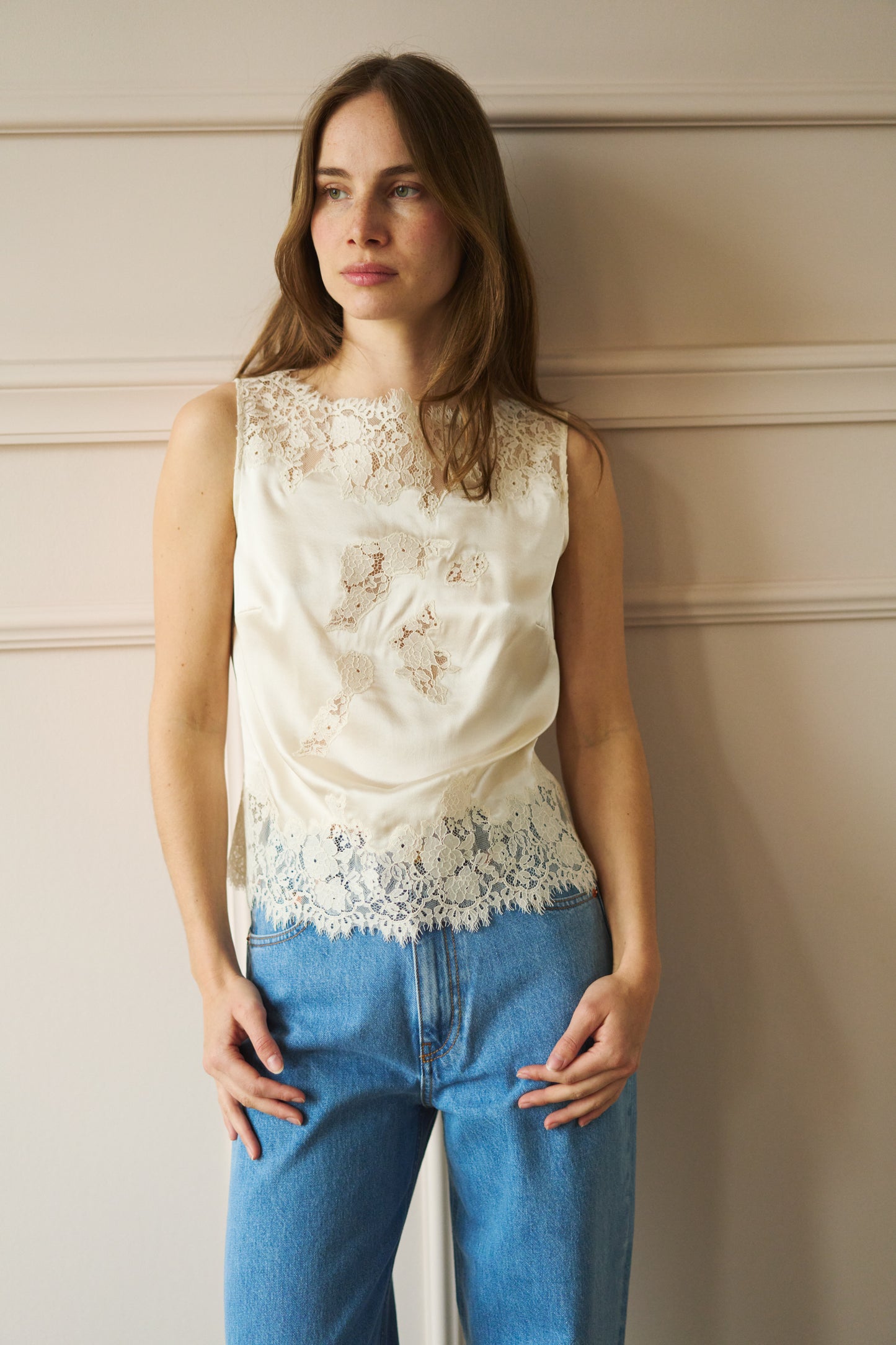 
                  
                    Dôen Viviane Top – Silk Satin Lace Ivory | APRIL FIRST
                  
                