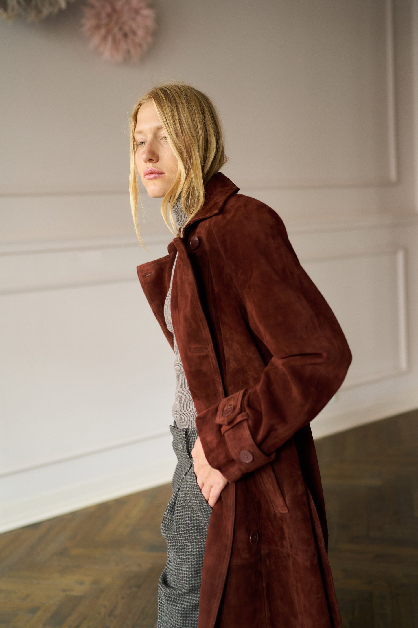 
                  
                    Corrin Suede Trenchcoat Brick
                  
                