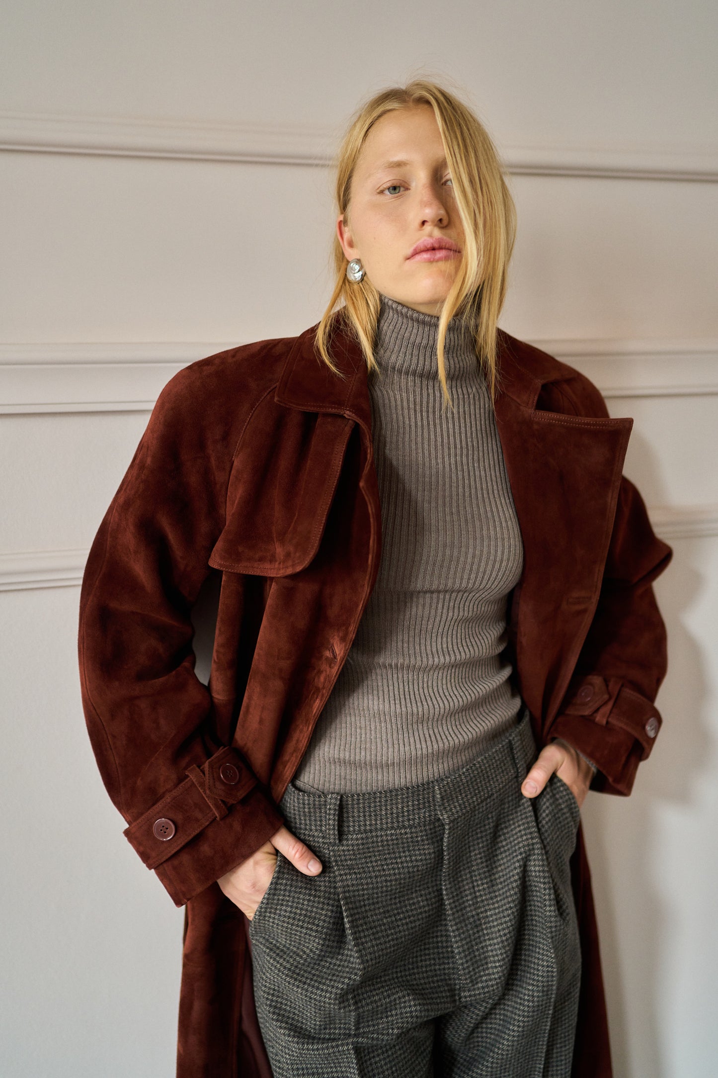
                  
                    Corrin Suede Trenchcoat Brick
                  
                