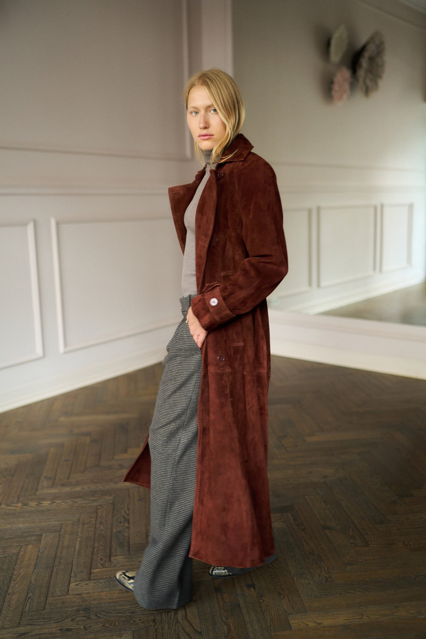 
                  
                    Corrin Suede Trenchcoat Brick
                  
                