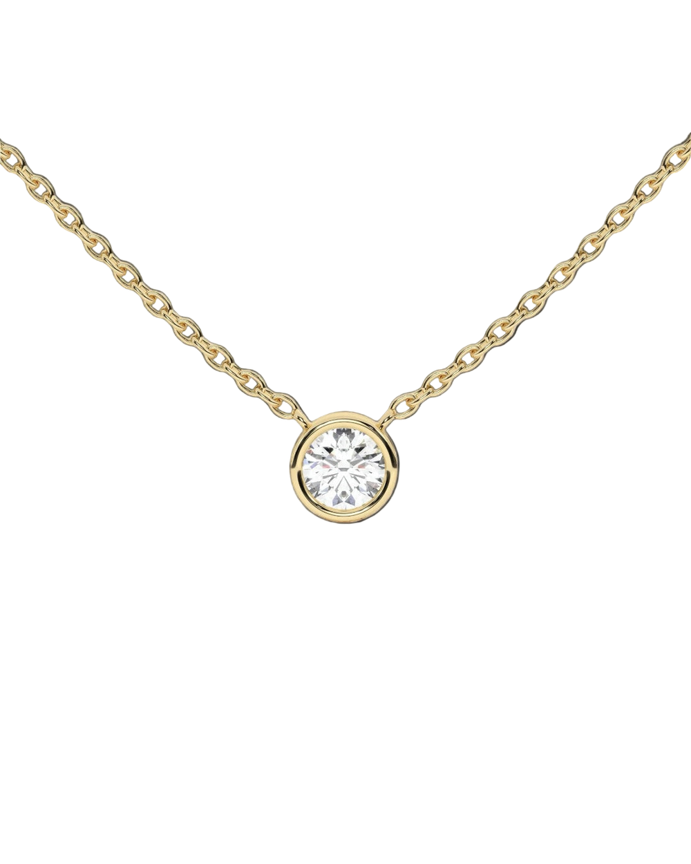 14k Gold Bezel Diamond Necklace