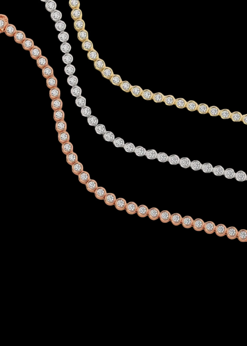 
                  
                    April-First-Berlin-Fine-Jewelry-14k-Gold-Rose-White-Diamond-Bezel-Tennis-Bracelet  
                  
                