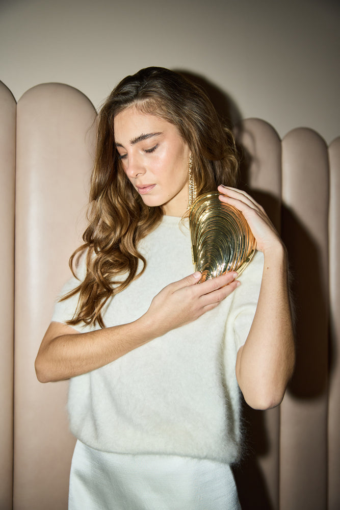 
                  
                    Bridget Metal Oyster Clutch
                  
                