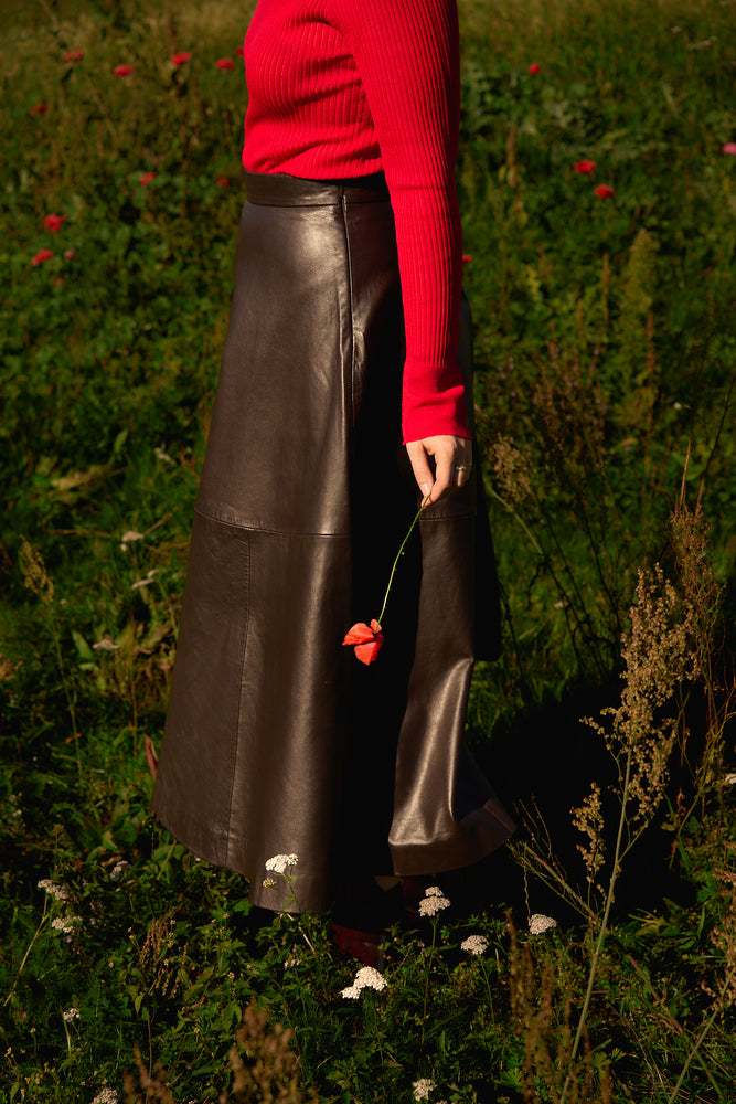 
                  
                    A-Line Leather Skirt Brown
                  
                