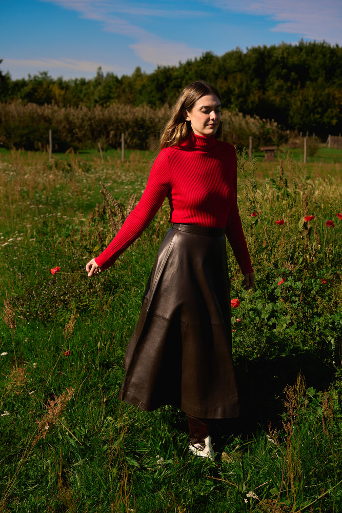 
                  
                    A-Line Leather Skirt Brown
                  
                