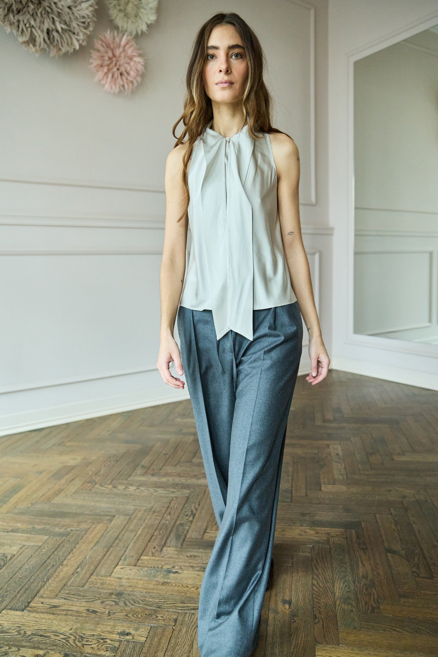 
                  
                    Pleated Wool Pants Grey
                  
                