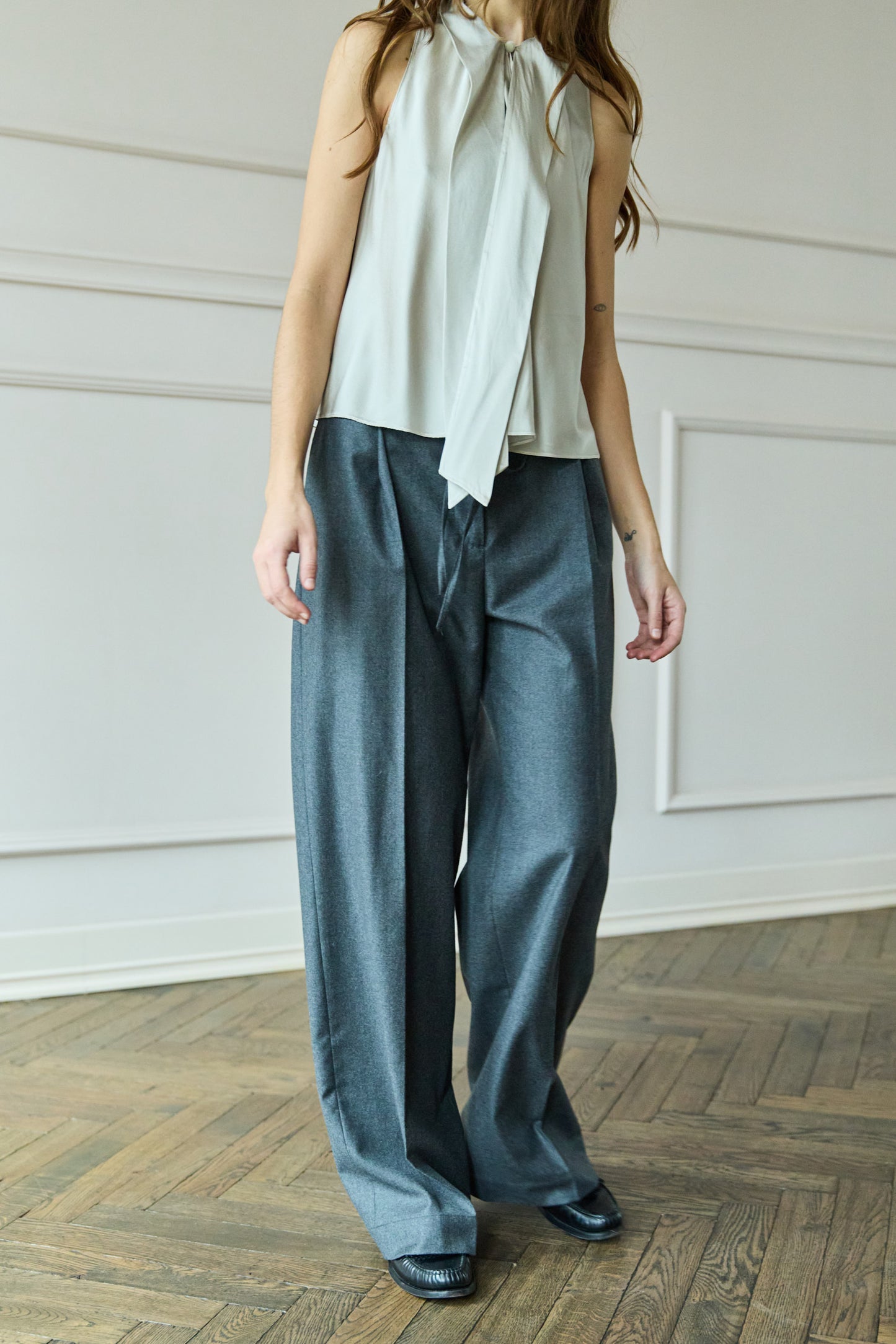 
                  
                    Pleated Wool Pants Grey
                  
                