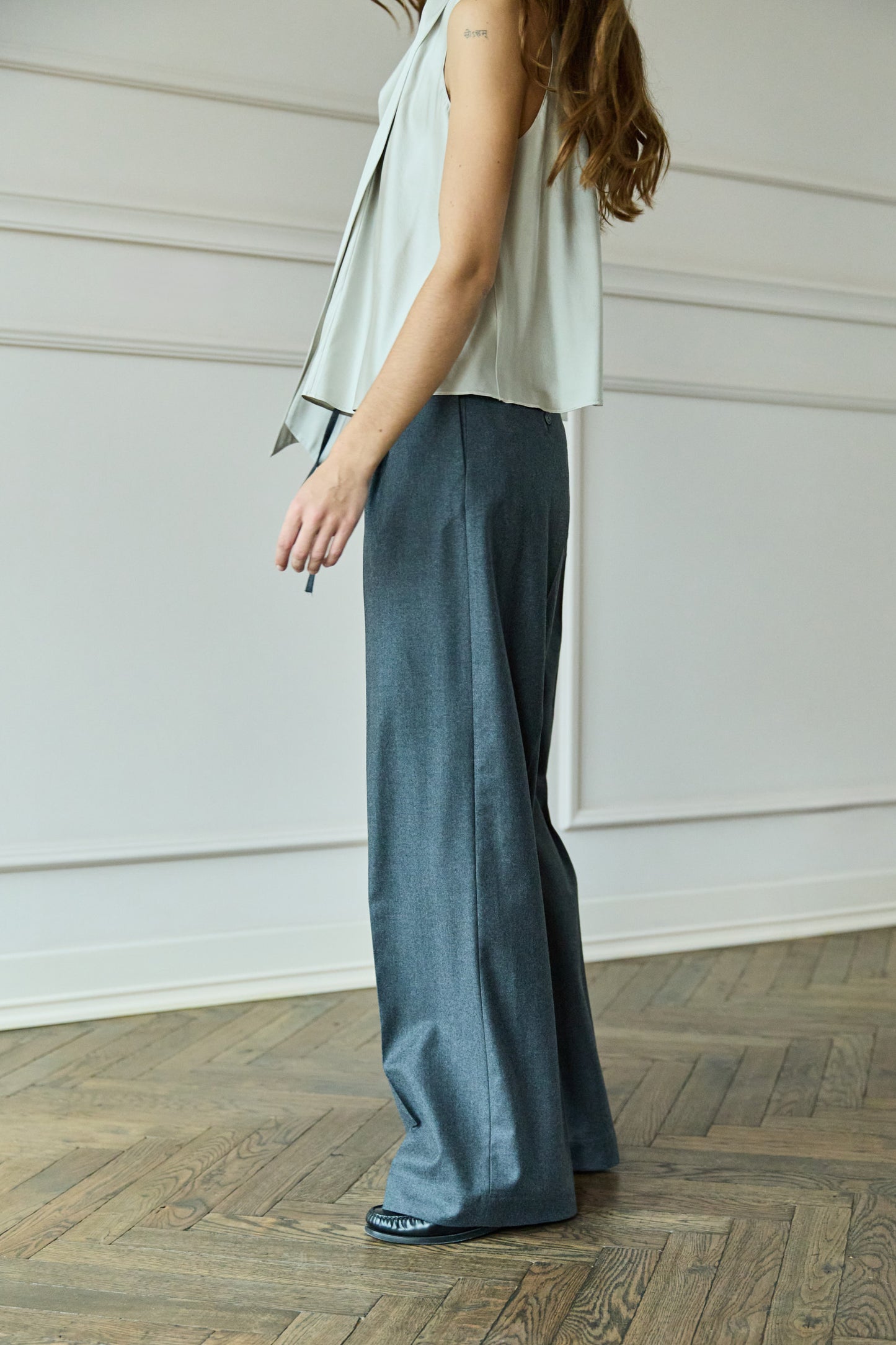
                  
                    Pleated Wool Pants Grey
                  
                