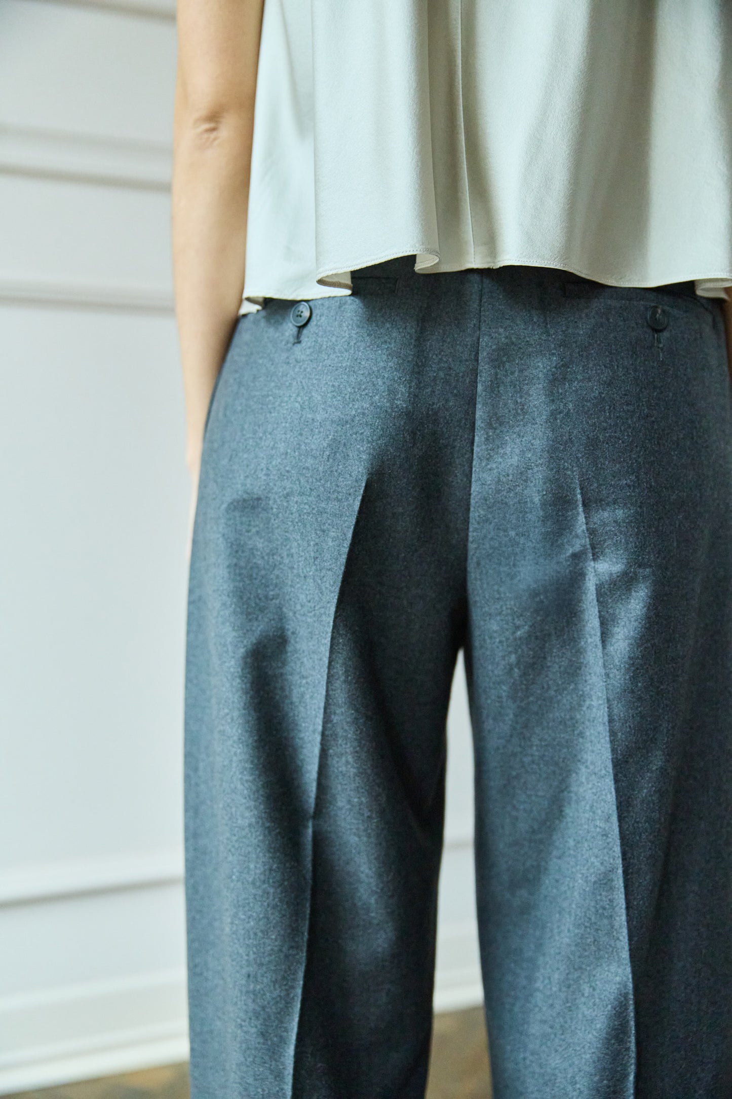 
                  
                    Pleated Wool Pants Grey
                  
                