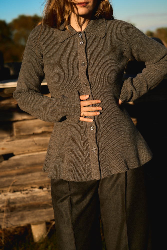 
                  
                    Waisted Rib Cardigan Grey
                  
                