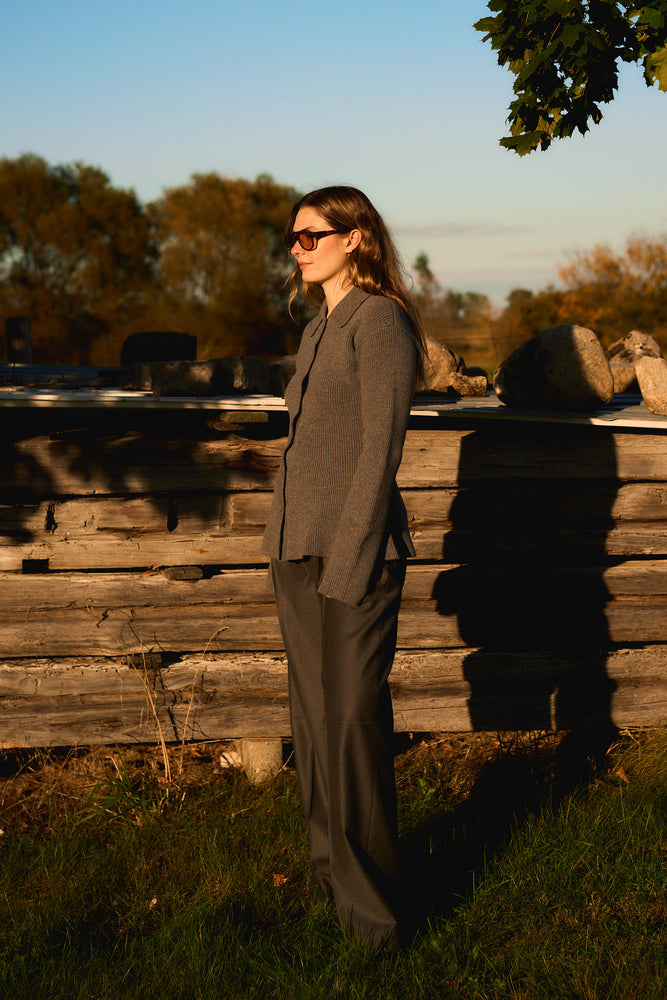 
                  
                    Waisted Rib Cardigan Grey
                  
                