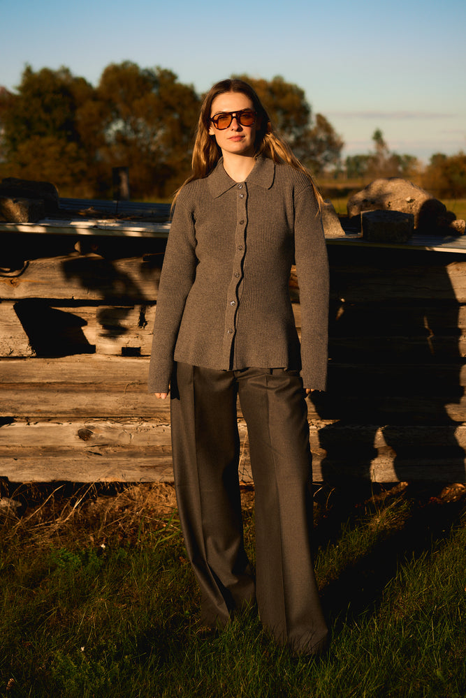 
                  
                    Waisted Rib Cardigan Grey
                  
                