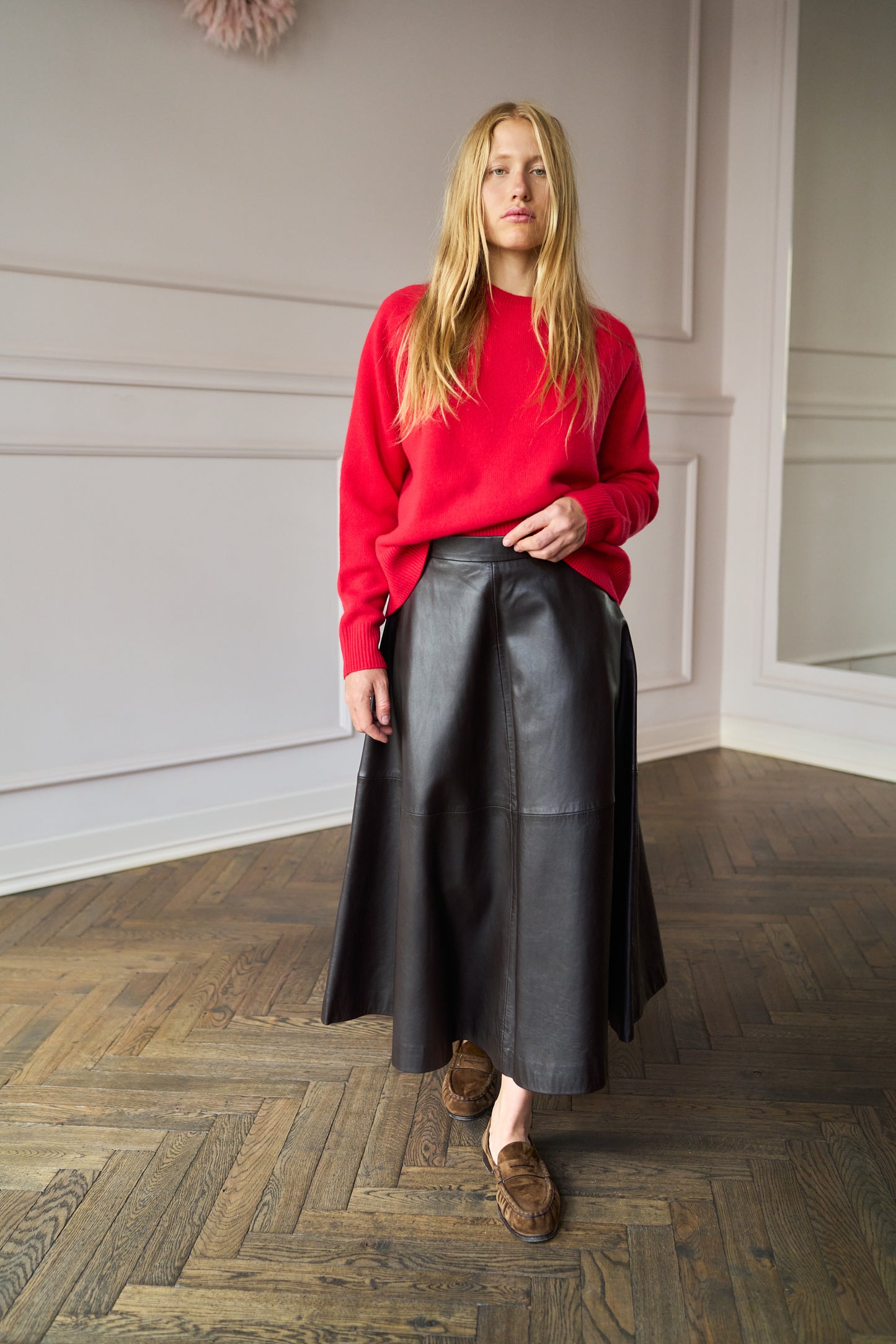 April-First-Berlin-Rohe-Leather-Skirt-Brown