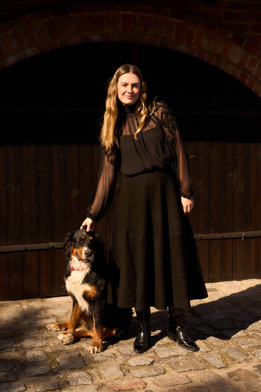 A-Line Suede Skirt Black