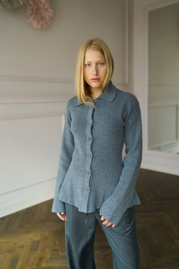 April-First-Berlin-Rohe-Waisted-Wool-Cardigan-Grey