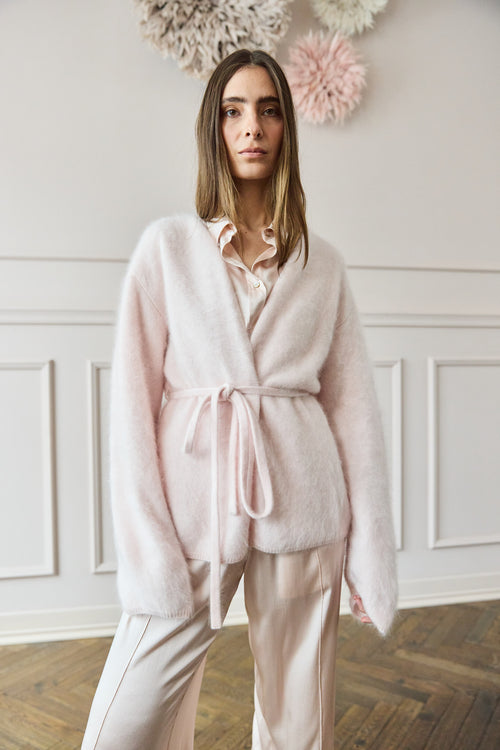 Brushed Cashmere Cardigan Powder