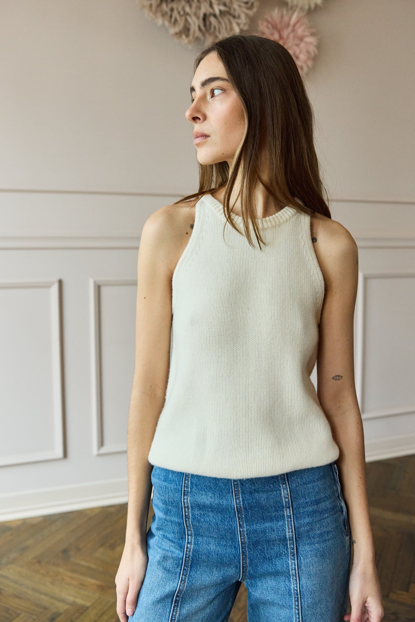 April-First-Berlin-Soft-Goat-Cashmere-Singlet-Feather-White