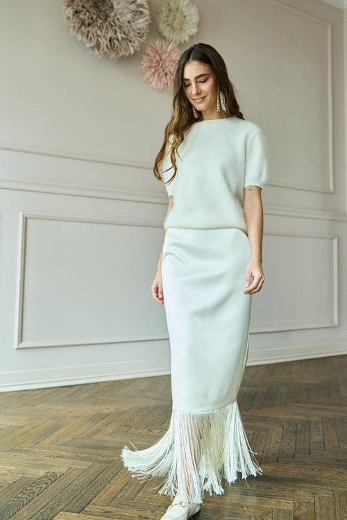 Brushed Cashmere Shirt Feather White