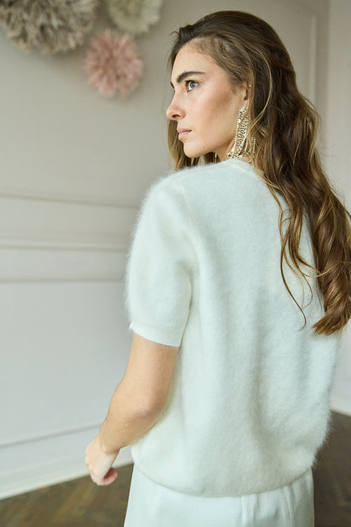 Brushed Cashmere Shirt Feather White