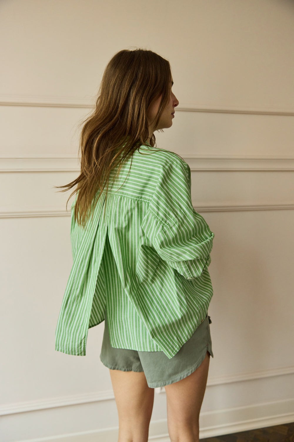 Xirena Riley Shirt Matcha Stripe
