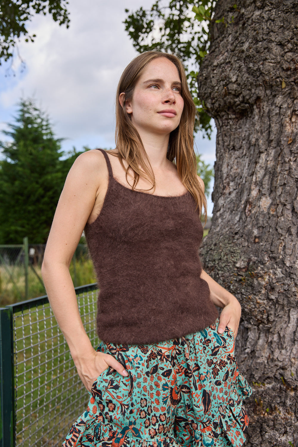 Brushed Cashmere Camisole Chocolate