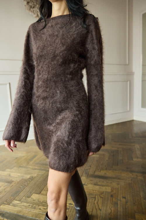 Brushed Cashmere Dress Chocolate