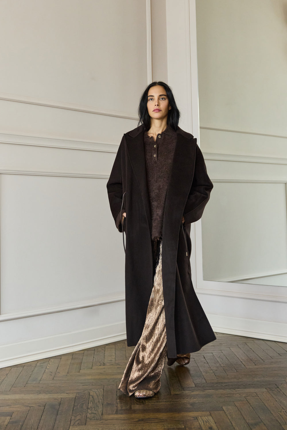 Drawstring Coat Brown